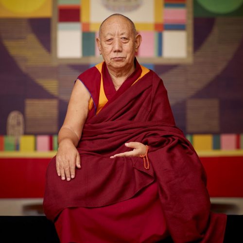 Khensur Rinpoche mandala Khensur Rinpoche, a Tibetan monk and master, is sitting in front of a mandala image